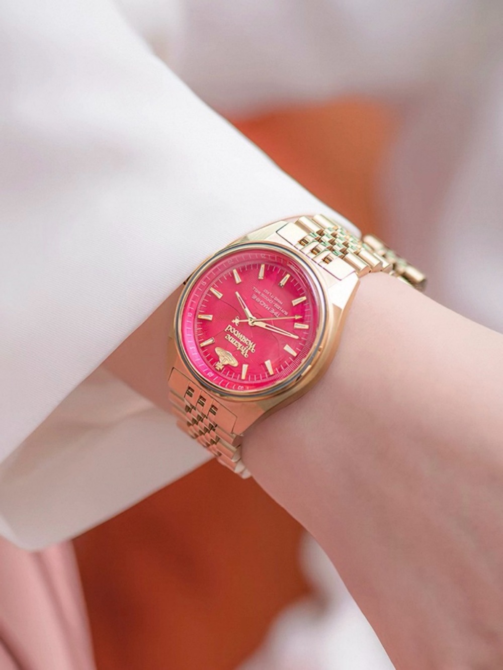 Vivienne Westwood Time Machine Gold Watch Pink Dial W292PKSL New